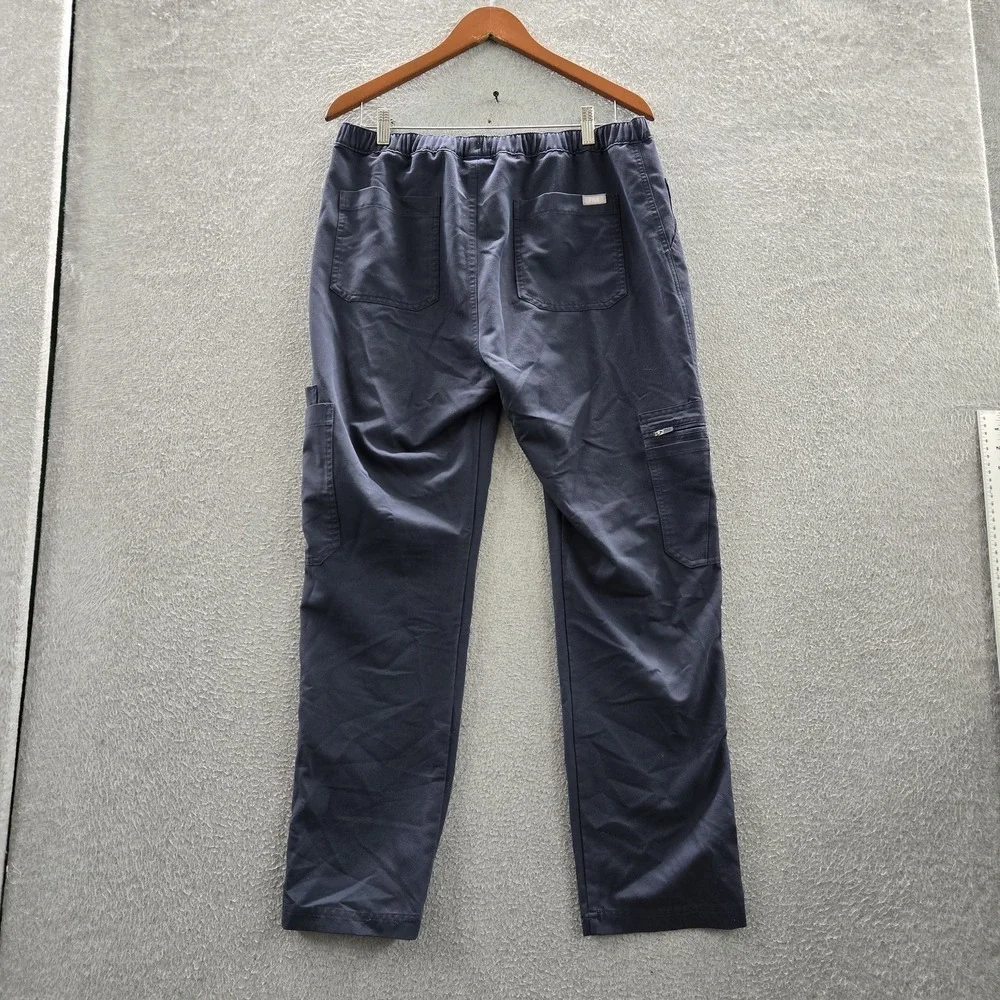 FIGS Men Scrub Pants Large Blue Cairo Cargo Pockets Drawstring 27